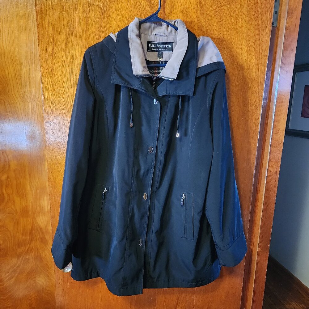 Men's XL Fleet Street LTD Black Hooded Lined Zip Up Coat